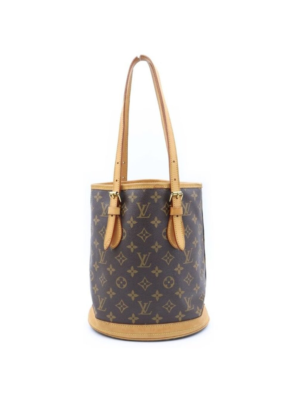 Louis Vuitton Monogram Bucket Handbag Brown Leather